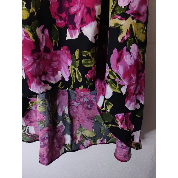 Jodi Kristopher Black Pink Floral Print High-Lo Hem Floor Length Formal Skirt 18 - Picture 3 of 7